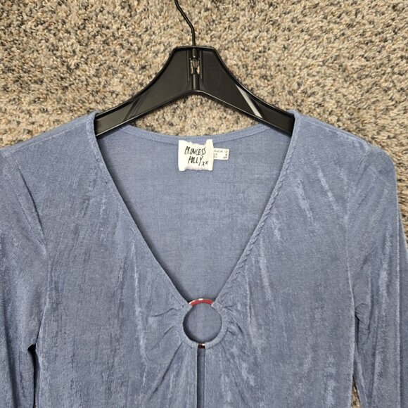 Princess Polly‎ Top Womens 8 Blue Slinky Ember Ring Open Front Blouse Casual - Picture 4 of 7
